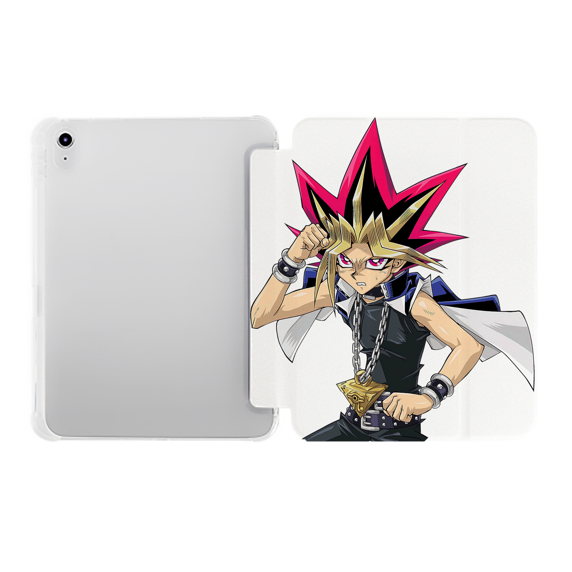 （画像用） 遊☆戯☆王 Yu-Gi-Oh! IPad ケース ペン収納付き 三つ折りスタンド PUレザー×シリコン 対応機種9.5/10.5/10.9インチ